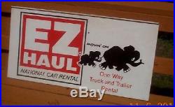 Vintage Metal EZ Haul National Car Rental Sign With Elephant Graphic Gasoline Oil