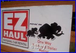 Vintage Metal EZ Haul National Car Rental Sign With Elephant Graphic Gasoline Oil