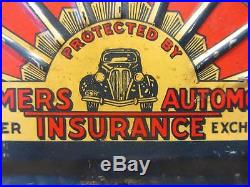 Vintage Metal Farmer's Insurance Plate Tag Sign Old Antique Automobile 8617