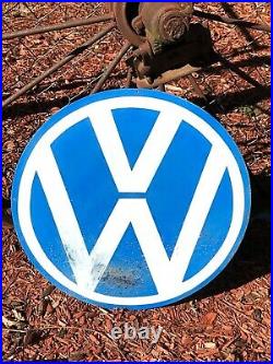 Vintage Metal Hand Painted Volkswagen Car Dealer Sign VW Service Shop Heavy Duty