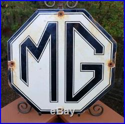 Vintage Mg Automobile Porcelain Gas Oil Service Station Pump Sign England Rare