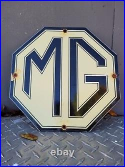 Vintage Mg Porcelain Sign British Automobile Sports Car Dealer Sales London Uk