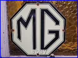 Vintage Mg Porcelain Sign British Automobile Sports Car Dealer Sales London Uk