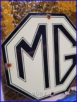 Vintage Mg Porcelain Sign British Automobile Sports Car Dealer Sales London Uk