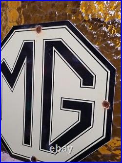 Vintage Mg Porcelain Sign British Automobile Sports Car Dealer Sales London Uk