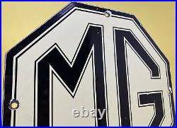 Vintage Mg Porcelain Sign Gas Oil Service Station Pump England Automobile Rare