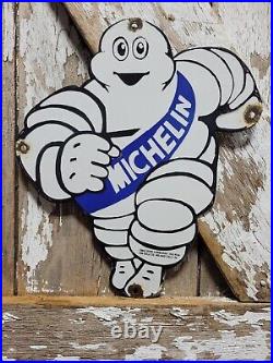 Vintage Michelin Man Porcelain Sign 13 Diecut Automobile Tires Auto Parts Italy