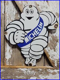 Vintage Michelin Man Porcelain Sign 13 Diecut Automobile Tires Auto Parts Italy