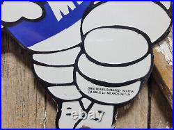 Vintage Michelin Man Porcelain Sign 13 Diecut Automobile Tires Auto Parts Italy