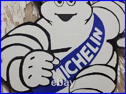 Vintage Michelin Man Porcelain Sign 13 Diecut Automobile Tires Auto Parts Italy