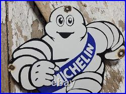 Vintage Michelin Man Porcelain Sign 13 Diecut Automobile Tires Auto Parts Italy