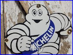 Vintage Michelin Man Porcelain Sign 13 Diecut Automobile Tires Auto Parts Italy