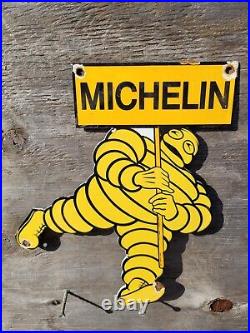 Vintage Michelin Man Porcelain Sign Tire Auto Parts Gas Oil Service Advertising