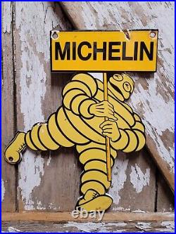 Vintage Michelin Man Porcelain Sign Tire Auto Parts Service Supply Advertising