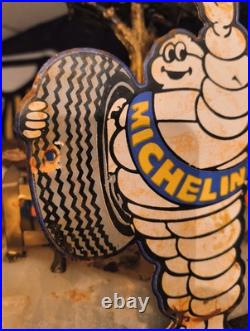 Vintage Michelin Man Sign 8 Tire Automobile Car Part Supply Old Porcelain Sign