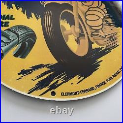 Vintage Michelin Porcelain Sign Gas Oil Bibendum Man Tire Auto Repair Pump Plate