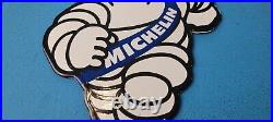 Vintage Michelin Tires Bibendum Man Porcelain Gasoline Door Push Sales Auto Sign