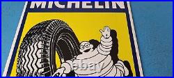 Vintage Michelin Tires Bibendum Man Porcelain Gasoline Sales Auto Pump Sign