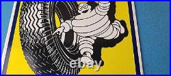 Vintage Michelin Tires Bibendum Man Porcelain Gasoline Sales Auto Pump Sign