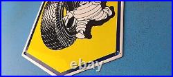 Vintage Michelin Tires Bibendum Man Porcelain Gasoline Sales Auto Pump Sign