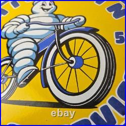 Vintage Michelin Tires Bibendum Sign Gas Pump Automobile Sales & Service Sign