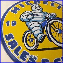 Vintage Michelin Tires Bibendum Sign Gas Pump Automobile Sales & Service Sign