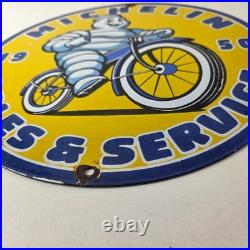 Vintage Michelin Tires Bibendum Sign Gas Pump Automobile Sales & Service Sign