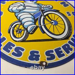 Vintage Michelin Tires Bibendum Sign Gas Pump Automobile Sales & Service Sign