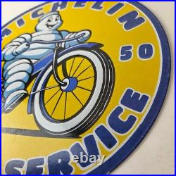 Vintage Michelin Tires Bibendum Sign Gas Pump Automobile Sales & Service Sign