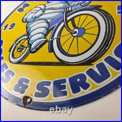Vintage Michelin Tires Bibendum Sign Gas Pump Automobile Sales & Service Sign