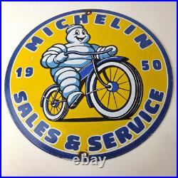 Vintage Michelin Tires Bibendum Sign Gas Pump Automobile Sales & Service Sign