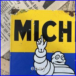 Vintage Michelin Tires Bicycle Car Auto 12x9 Inches Porcelain Enamel Sign
