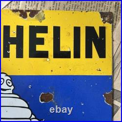 Vintage Michelin Tires Bicycle Car Auto 12x9 Inches Porcelain Enamel Sign