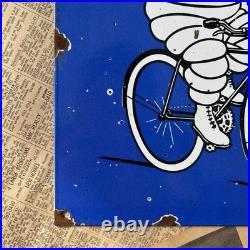 Vintage Michelin Tires Bicycle Car Auto 12x9 Inches Porcelain Enamel Sign