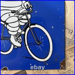Vintage Michelin Tires Bicycle Car Auto 12x9 Inches Porcelain Enamel Sign