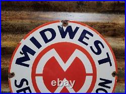 Vintage Midwest Service Station Porcelain Sign Mechanics Auto Garage Advertising