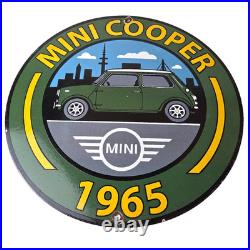 Vintage Mini Cooper S Sign Porcelain Service Automobilia Car Sales Gas Sign