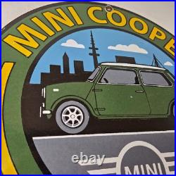 Vintage Mini Cooper S Sign Porcelain Service Automobilia Car Sales Gas Sign