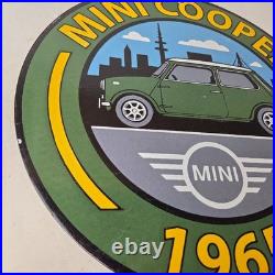 Vintage Mini Cooper S Sign Porcelain Service Automobilia Car Sales Gas Sign