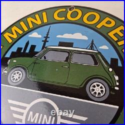 Vintage Mini Cooper S Sign Porcelain Service Automobilia Car Sales Gas Sign