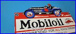 Vintage Mobil Gasoline Porcelain Old Race Car Service Station Pump Gargoyle Sign