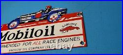 Vintage Mobil Gasoline Porcelain Old Race Car Service Station Pump Gargoyle Sign