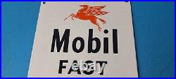 Vintage Mobil Gasoline Porcelain Pegasus Battery Service Station Auto Pump Sign