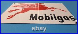 Vintage Mobil Gasoline Porcelain Pegasus Mobilgas Service Station Auto Pump Sign