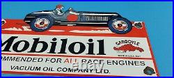 Vintage Mobil Gasoline Porcelain Race Car Service Station Pump Gargoyle Sign