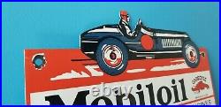 Vintage Mobil Gasoline Porcelain Race Car Service Station Pump Gargoyle Sign