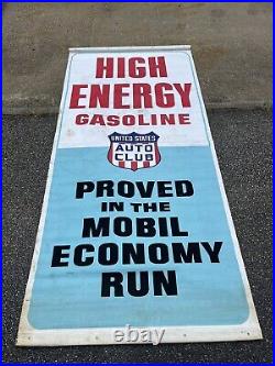 Vintage Mobil Gasoline United States Auto Club Banner Sign