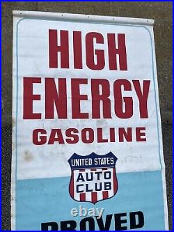 Vintage Mobil Gasoline United States Auto Club Banner Sign