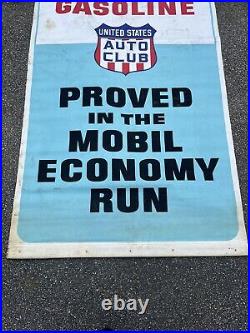 Vintage Mobil Gasoline United States Auto Club Banner Sign