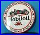 Vintage-Mobil-Mobiloil-Porcelain-Race-Car-Metal-Gargoyle-Gas-Pump-Sign-01-amrw